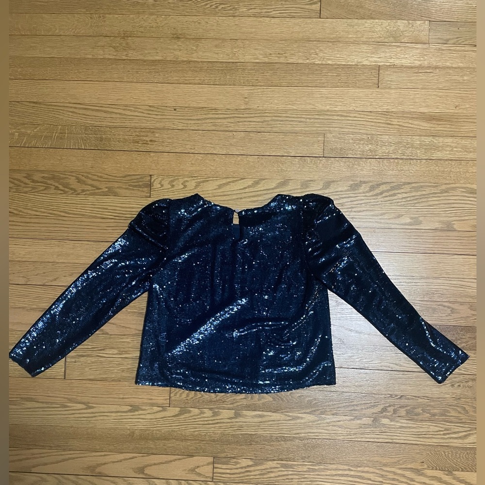 ZARA Blue sequin embellished long sleeve evening top party going out blouse - Picture 9 of 13
